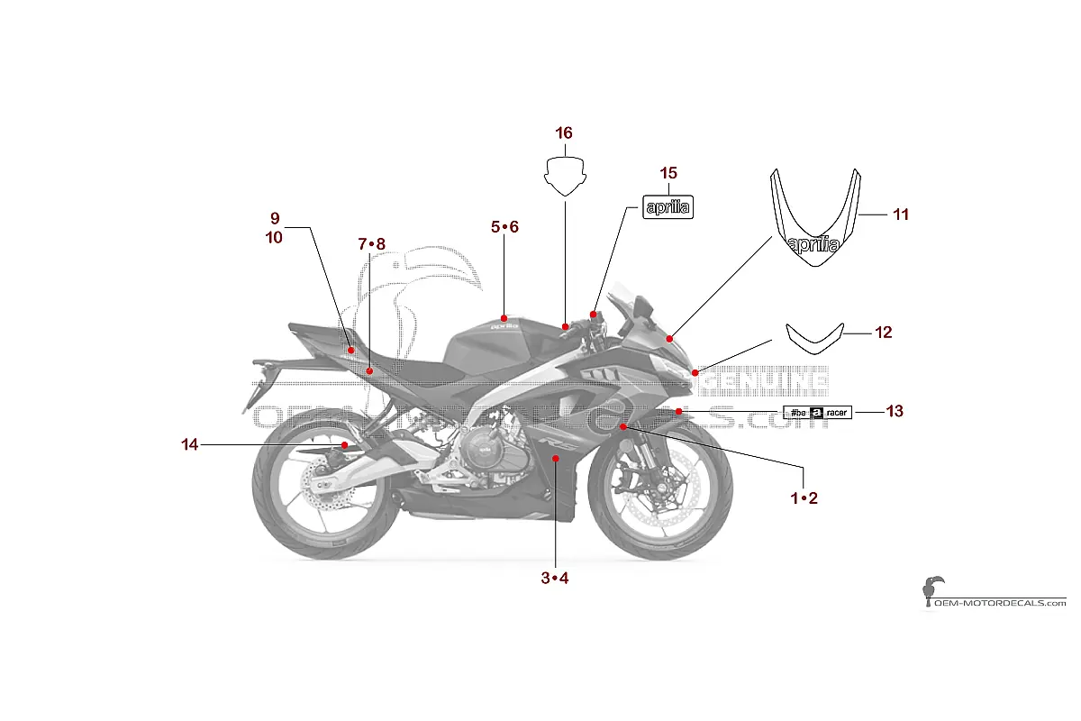 Aufkleber für Aprilia RS457 2024 - Dark gray • Aprilia OEM-Aufkleber