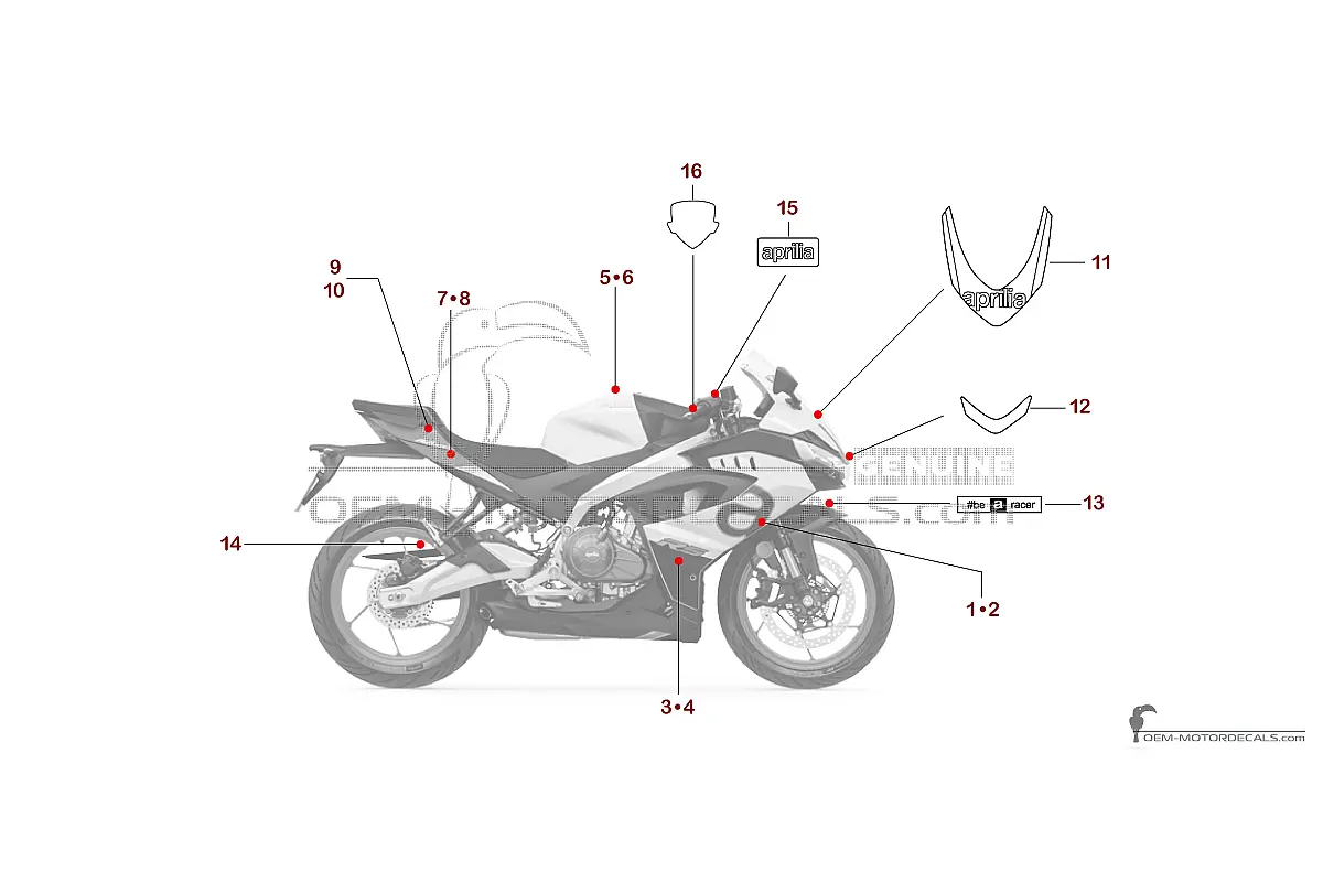 Decals for Aprilia RS457 2024 - White • Aprilia OEM Decals