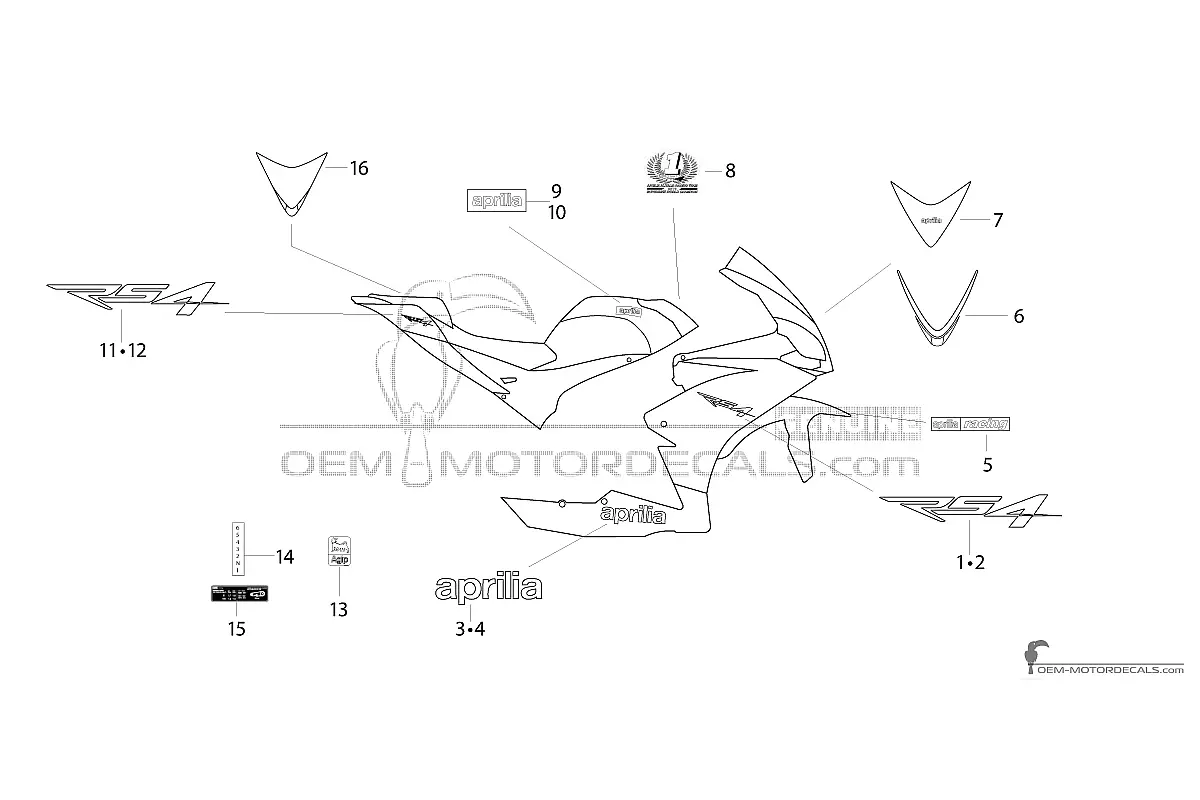Decals for Aprilia RS4 50 2013 - White • Aprilia OEM Decals