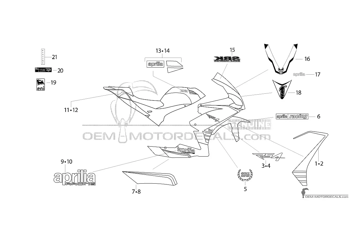 Stickers voor Aprilia RS4 125 2013 - Zwart • Aprilia OEM Stickers