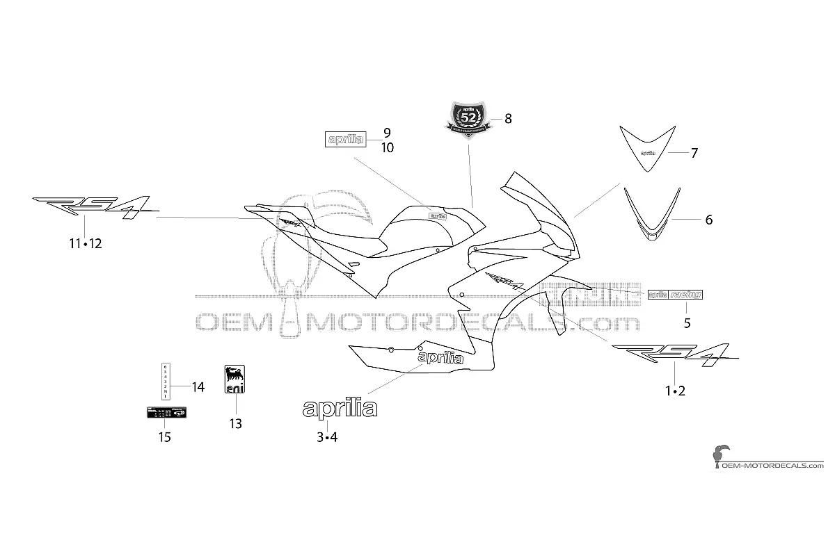 Decals for Aprilia RS4 125 2014 - Black • Aprilia OEM Decals