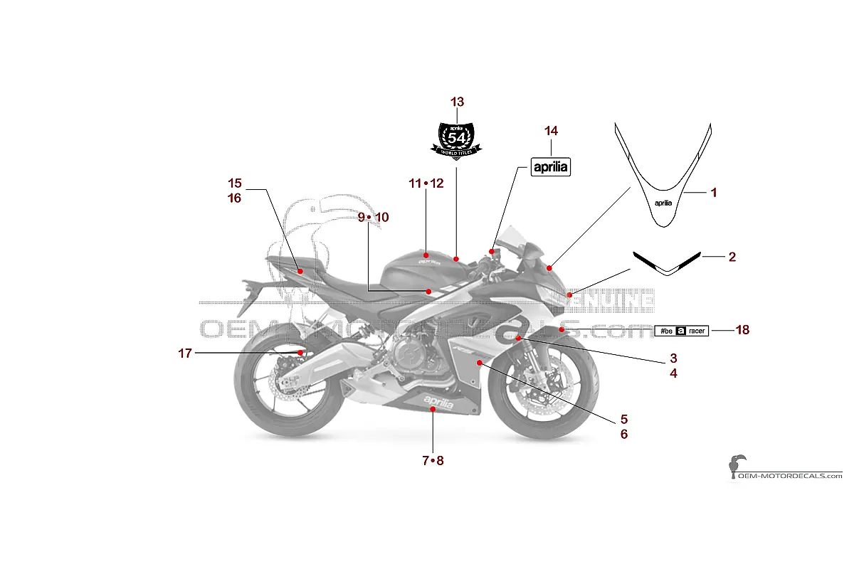 Adesivi per Aprilia RS660 2023 - Blu • Aprilia Adesivi OEM