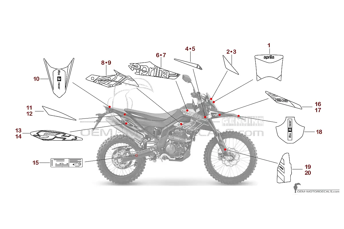 Adesivi per Aprilia RX125 2022 - Blu • Aprilia Adesivi OEM