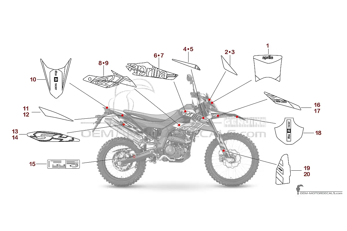 Aufkleber für Aprilia RX125 2022 - Rot • Aprilia OEM-Aufkleber
