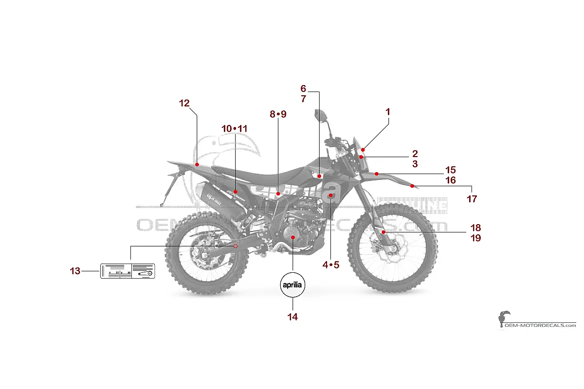 Autocollants pour Aprilia RX125 2025 - Noir • Aprilia Autocollants OEM