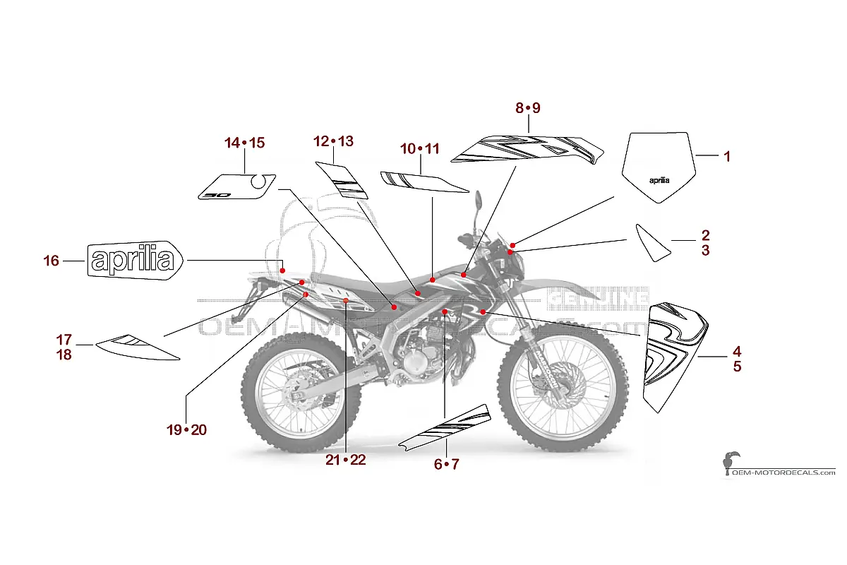 Stickers voor Aprilia RX50 2009 - Wit • Aprilia OEM Stickers