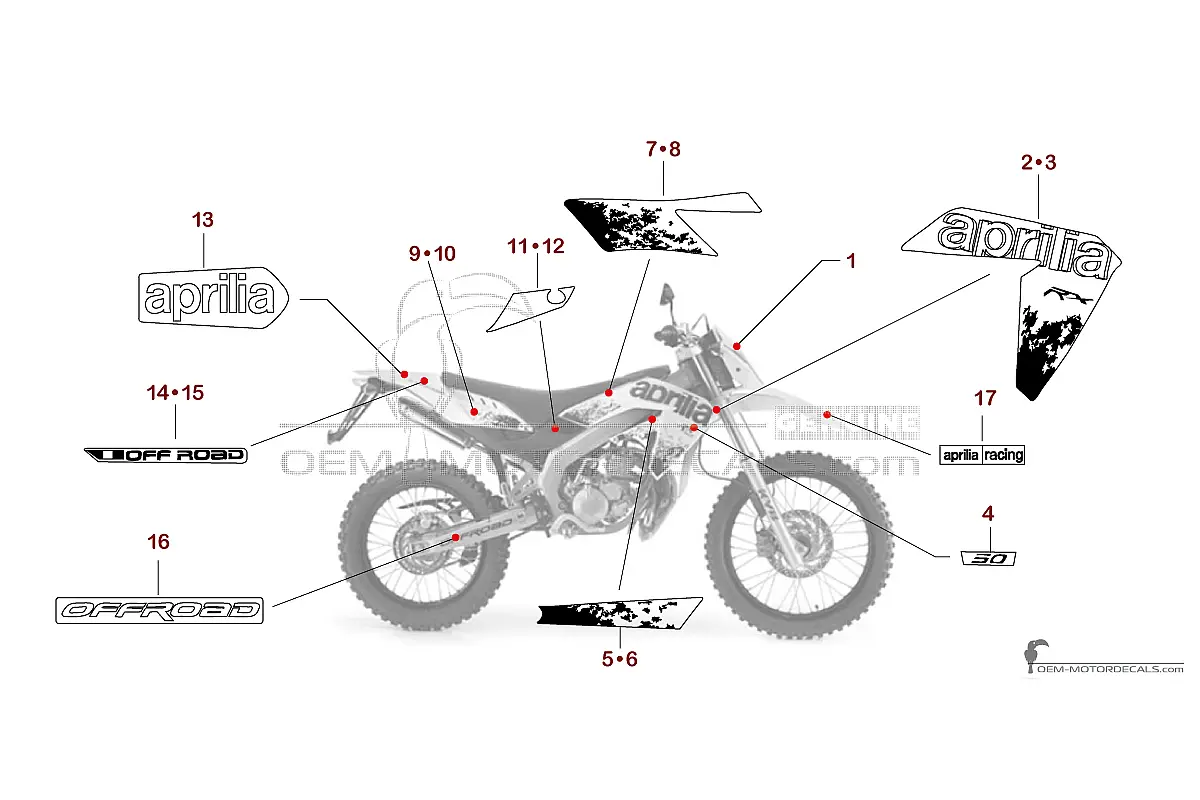 Stickers voor Aprilia RX50 2011 - Wit • Aprilia OEM Stickers