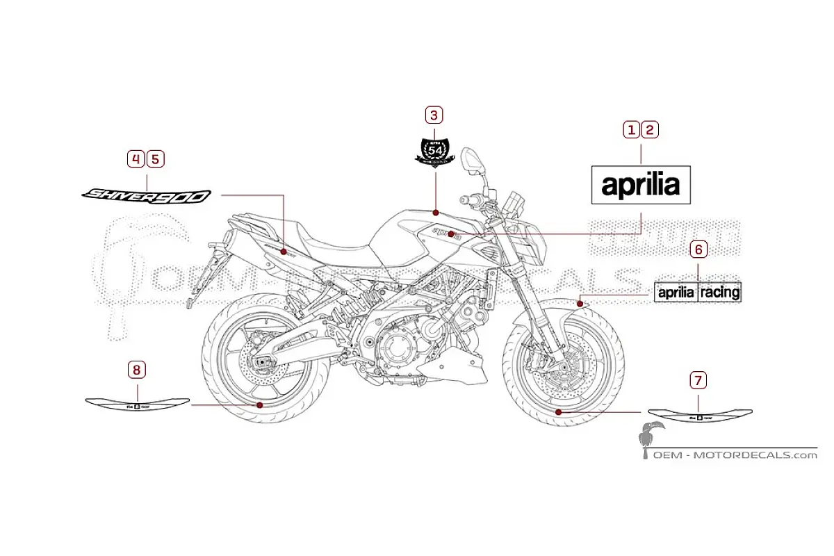 Adesivi per Aprilia SHIVER 900 2017 • Aprilia Adesivi OEM