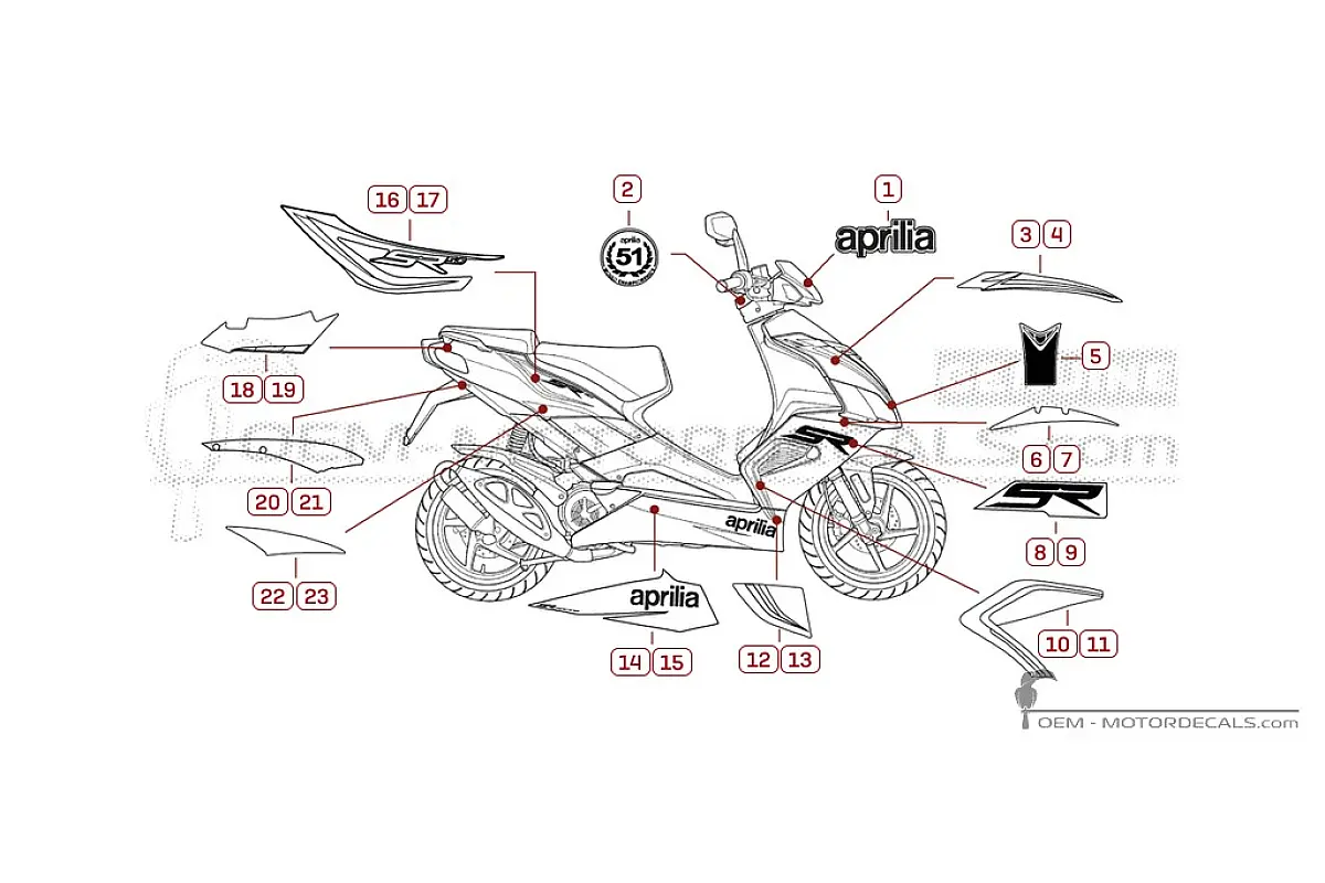Aufkleber für Aprilia SR50 2014 • Aprilia OEM-Aufkleber