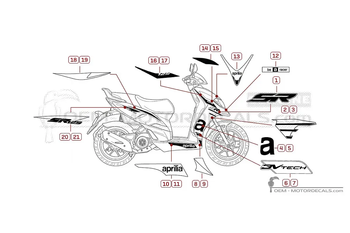 Decals for Aprilia SR MOTARD 125 RST 2023 • Aprilia OEM Decals