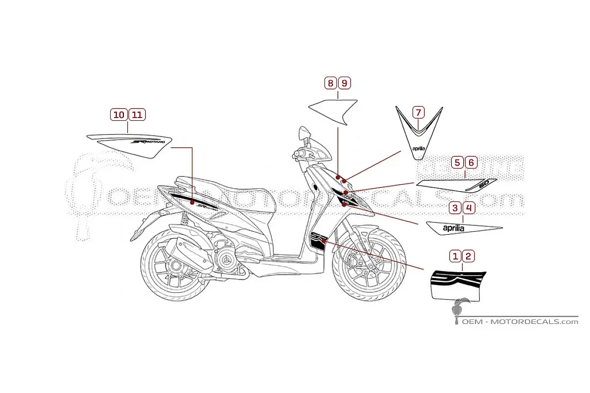 Decals for Aprilia SR MOTARD 50 4T 2019 • Aprilia OEM Decals