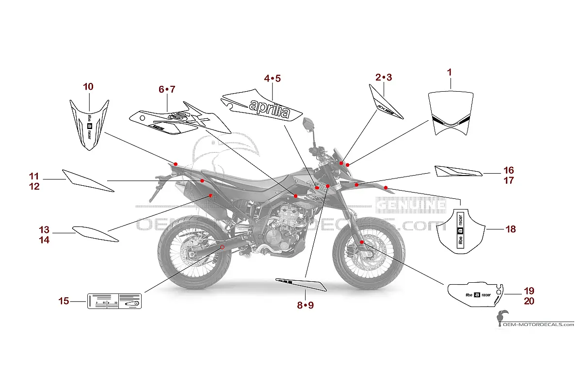 Stickers voor Aprilia SX125 2019 - Zwart • Aprilia OEM Stickers
