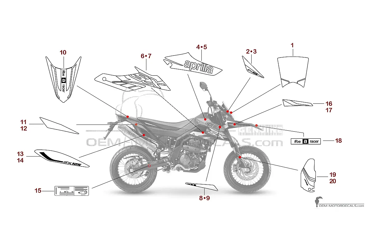 Aufkleber für Aprilia SX125 2021 - Rot • Aprilia OEM-Aufkleber