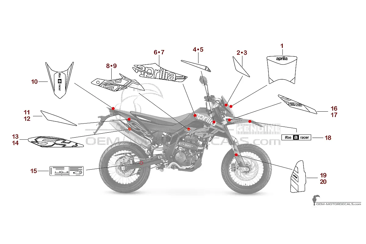 Stickers voor Aprilia SX125 2024 - Zwart • Aprilia OEM Stickers