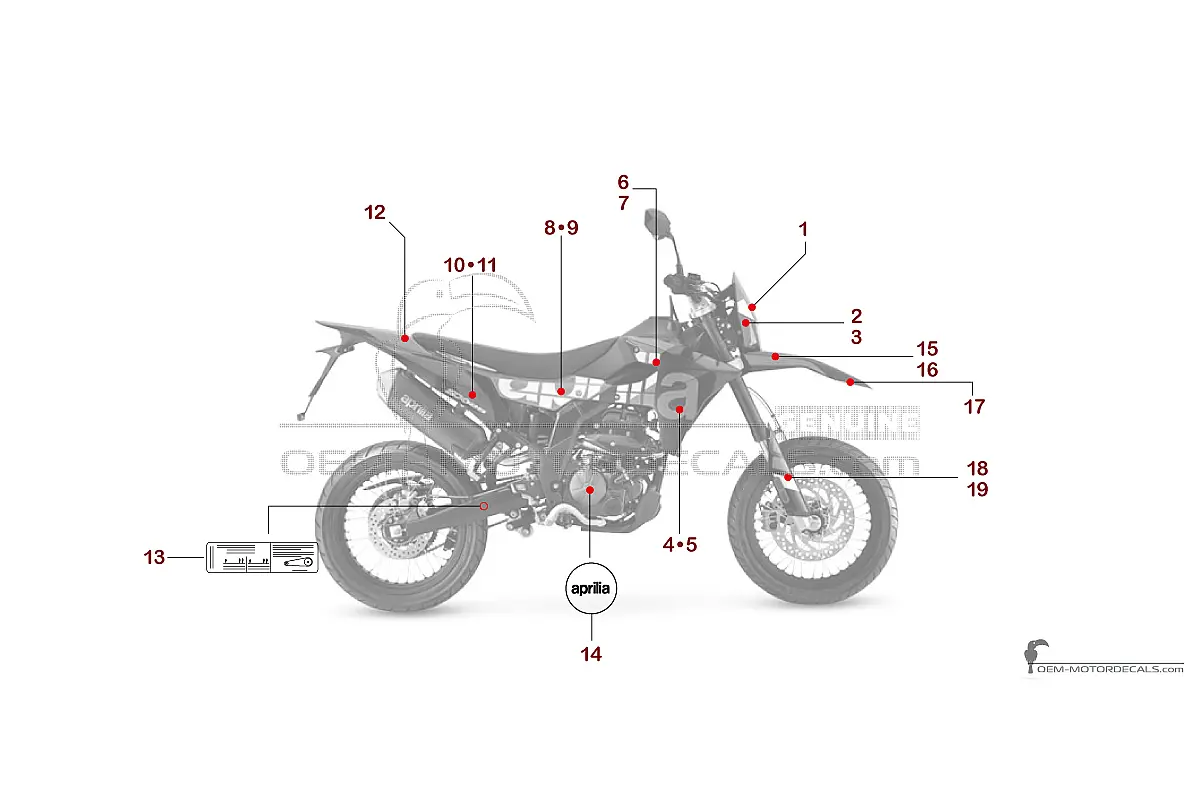 Aufkleber für Aprilia SX125 2025 - Schwarz • Aprilia OEM-Aufkleber