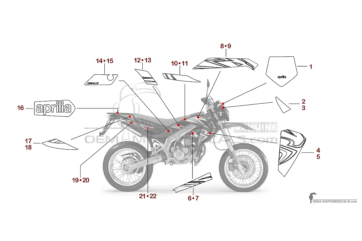 Stickers voor Aprilia SX50 2010 - Zwart • Aprilia OEM Stickers
