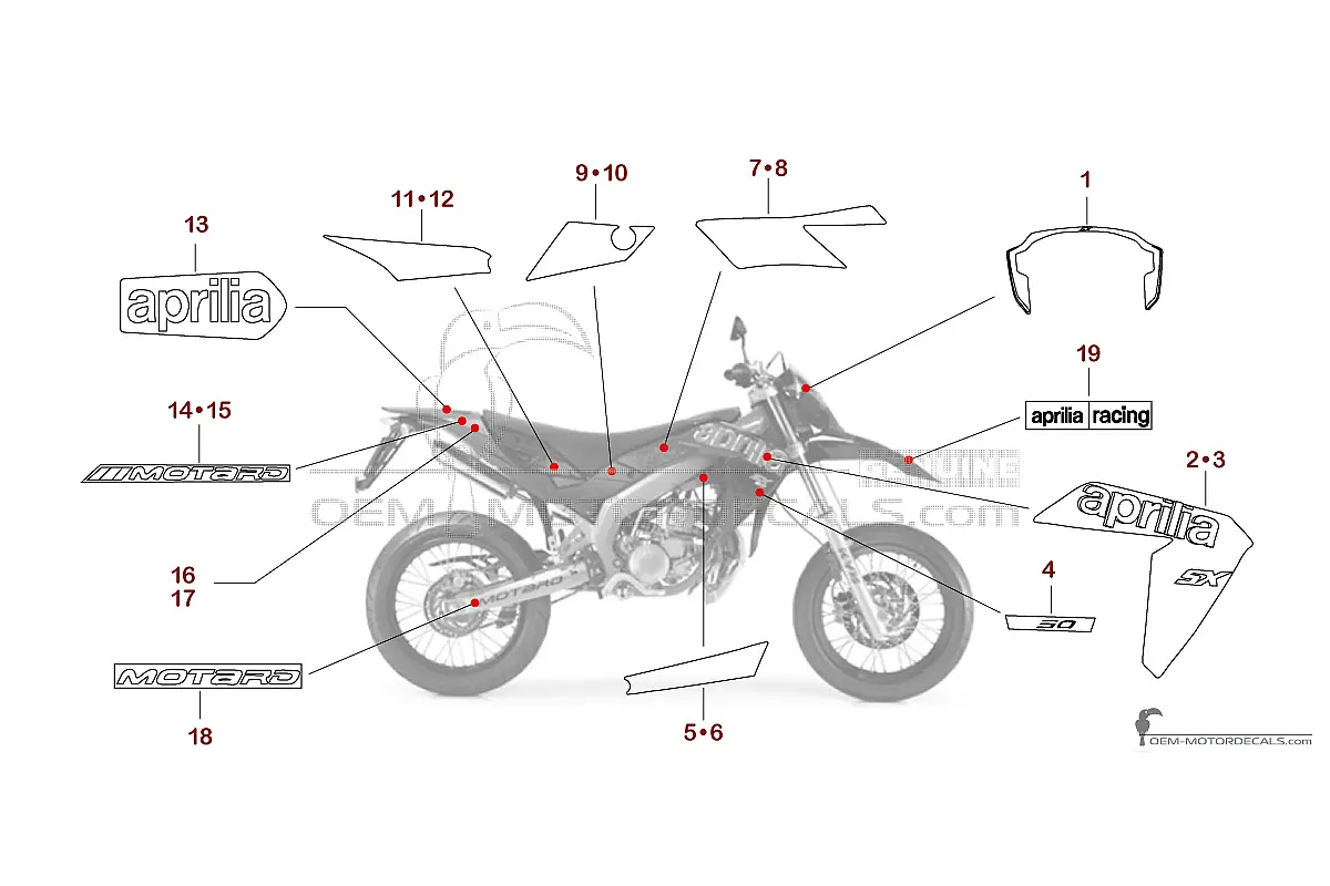 Naklejki do Aprilia SX50 2011 - Czarny • Aprilia Naklejki OEM