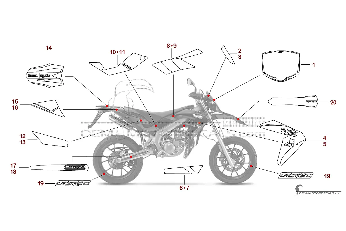 Pegatinas para Aprilia SX50 2014 Limited Edition - Negro • Aprilia Pegatinas OEM