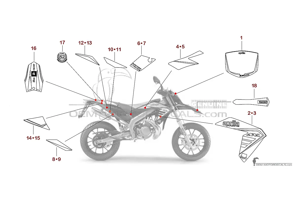 Adesivi per Aprilia SX50 2015 Limited Edition - Argento • Aprilia Adesivi OEM