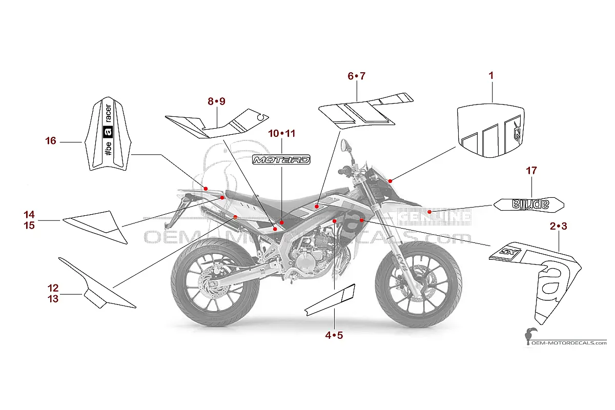 Stickers voor Aprilia SX50 2016 - Rood • Aprilia OEM Stickers