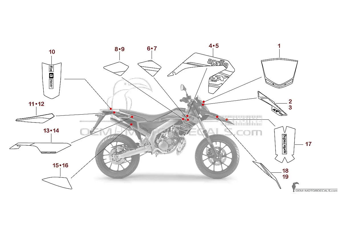 Decals for Aprilia SX50 2020 - Red • Aprilia OEM Decals