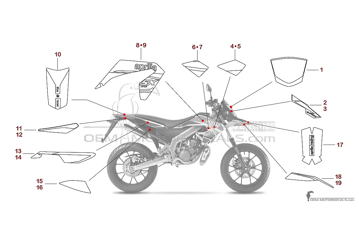 Pegatinas para Aprilia SX50 2020 - Blanco • Aprilia Pegatinas OEM