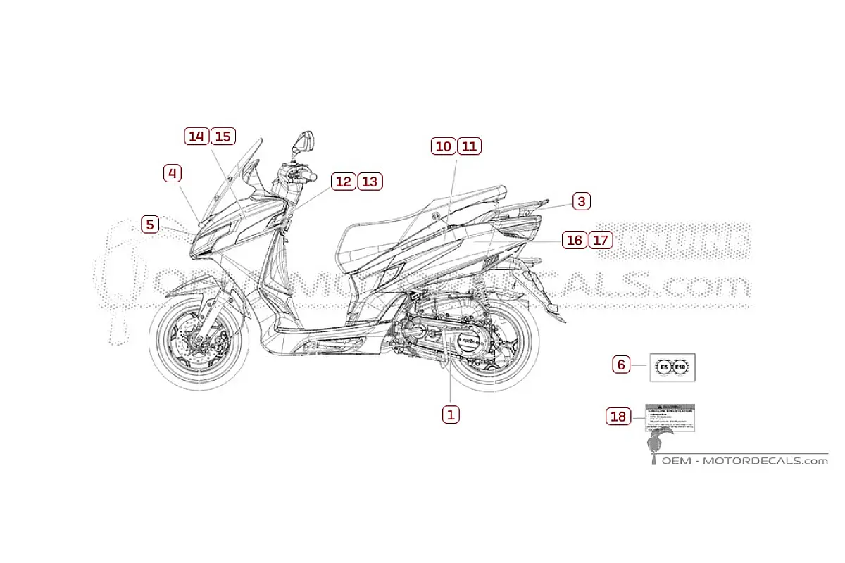 Stickers voor Aprilia SXR50 2025 • Aprilia OEM Stickers