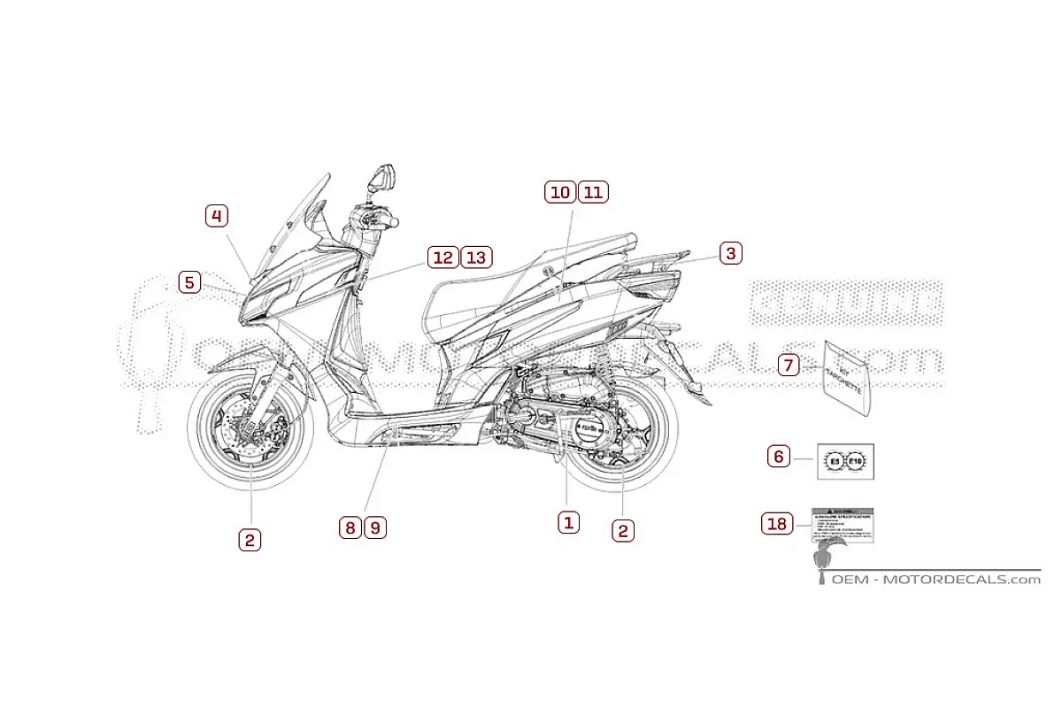 Pegatinas para Aprilia SXR50 Sport 2025 • Aprilia Pegatinas OEM