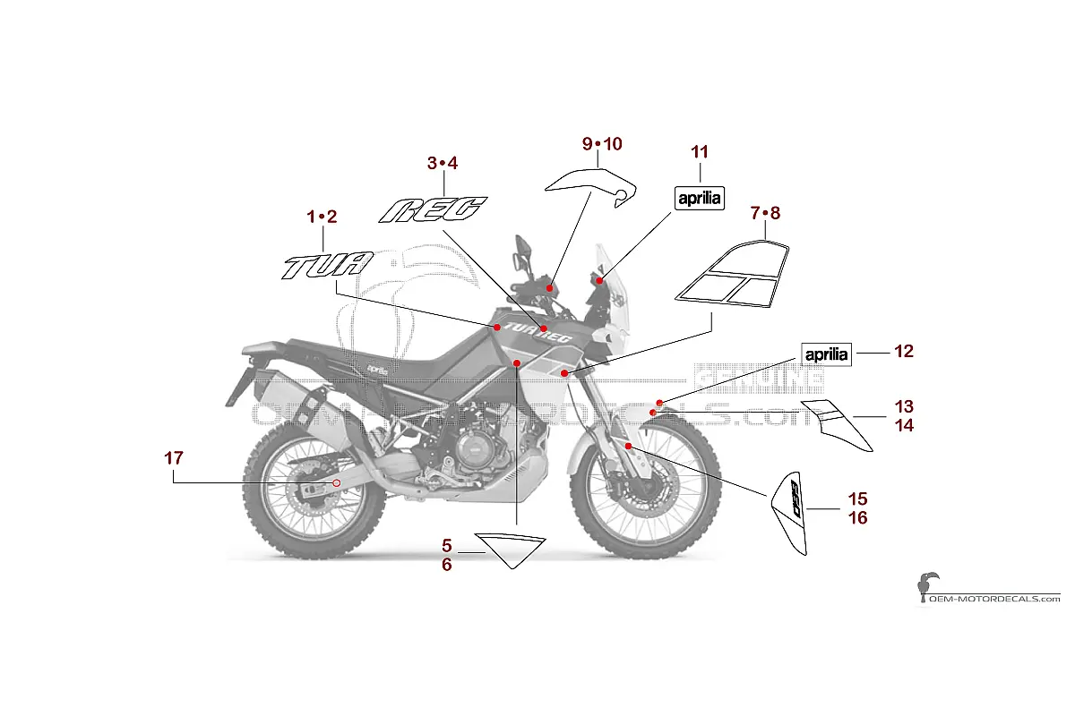 Adesivi per Aprilia TUAREG 660 2021 - Blu • Aprilia Adesivi OEM
