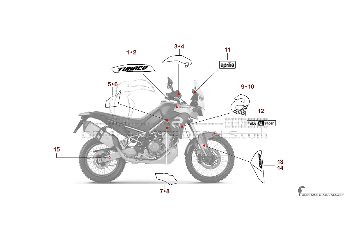 Decals for Aprilia TUAREG 660 2021 - Red • Aprilia OEM Decals