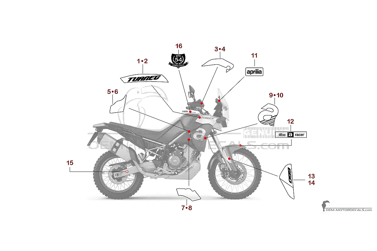 Autocollants pour Aprilia TUAREG 660 2022 - Jaune • Aprilia Autocollants OEM