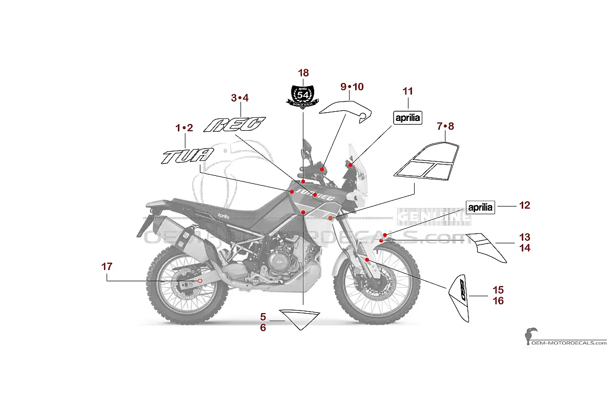 Autocollants pour Aprilia TUAREG 660 2023 - Bleu • Aprilia Autocollants OEM
