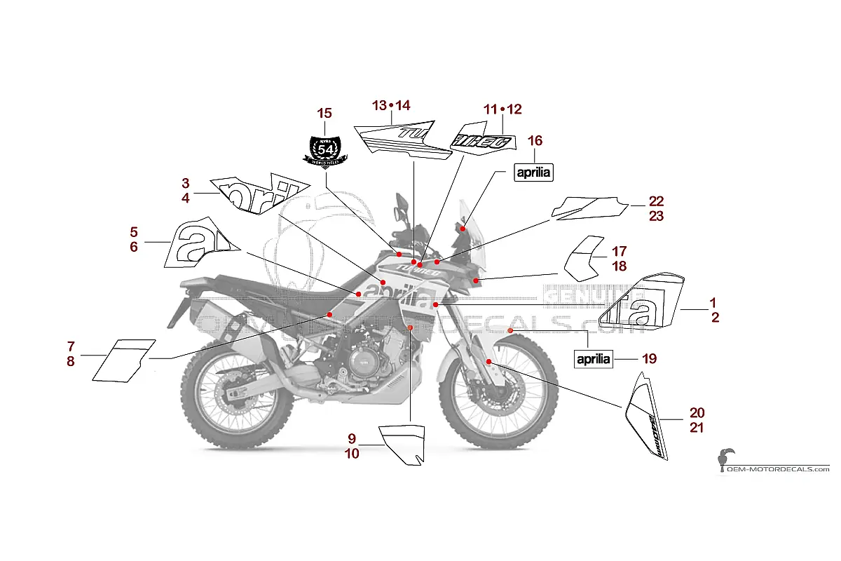 Pegatinas para Aprilia TUAREG 660 2024 - Blanco • Aprilia Pegatinas OEM
