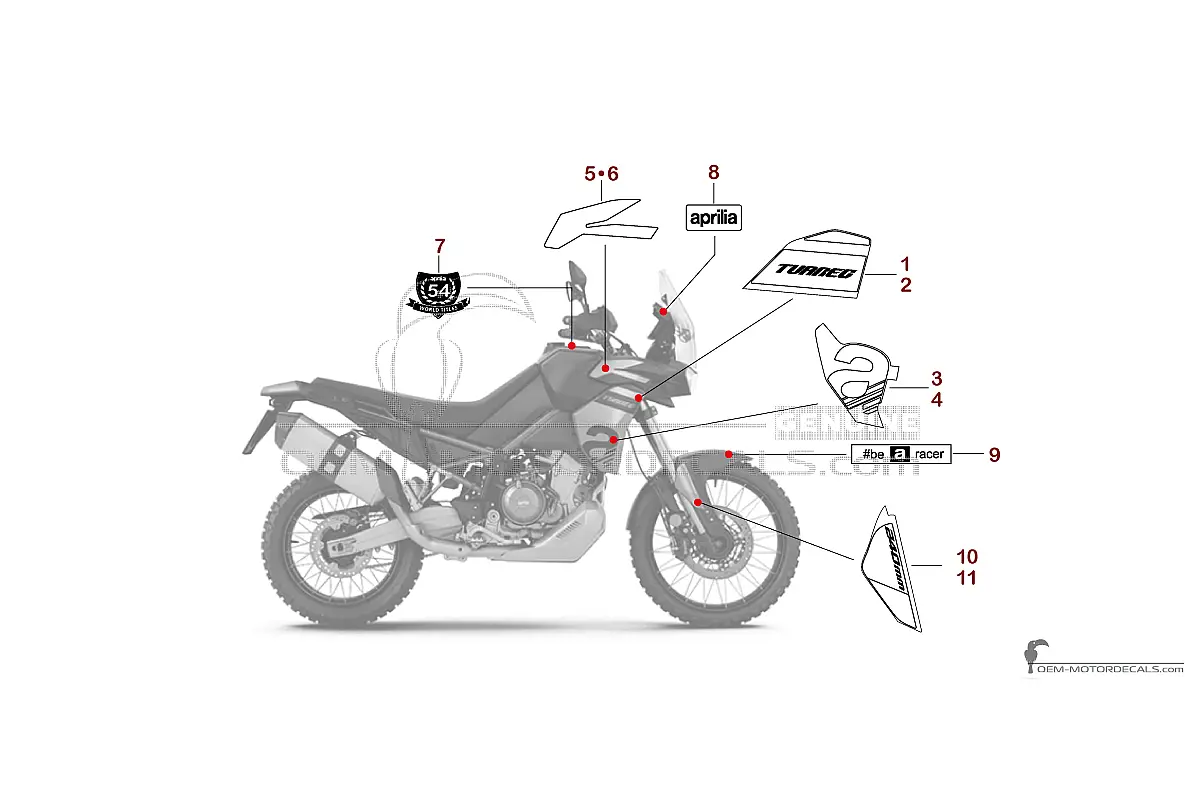 Decals for Aprilia TUAREG 660 2024 - Black Red • Aprilia OEM Decals