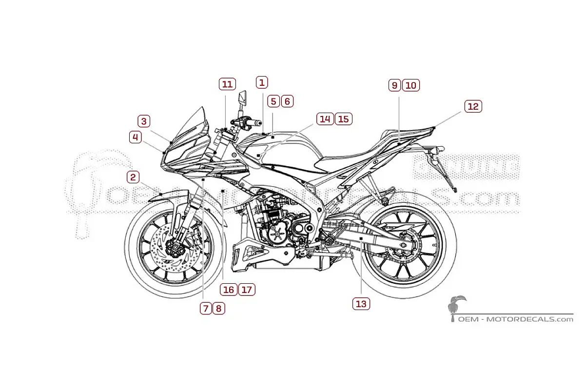 Naklejki do Aprilia TUONO 125 2025 • Aprilia Naklejki OEM