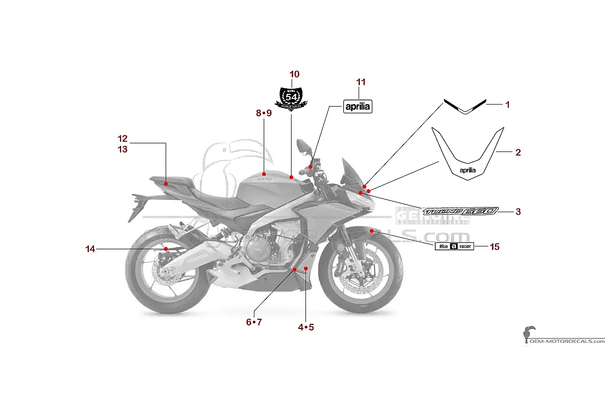 Decals for Aprilia TUONO 660 2022 - Golden • Aprilia OEM Decals