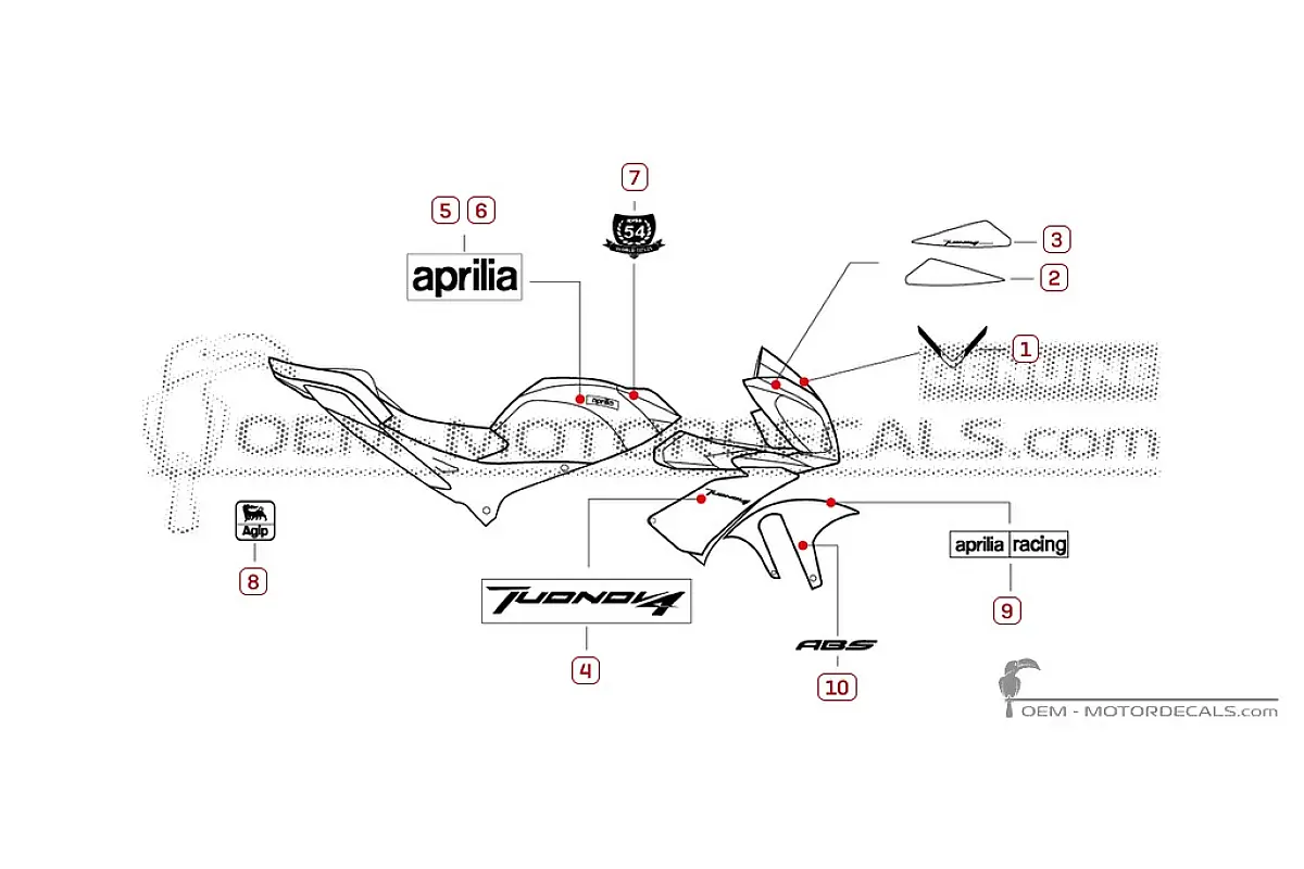 Pegatinas para Aprilia TUONO V4 1000 2014 • Aprilia Pegatinas OEM
