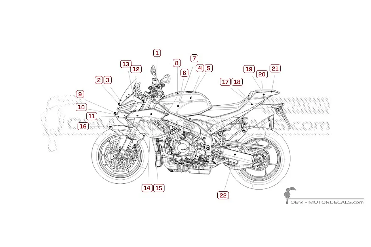 Autocollants pour Aprilia TUONO V4 1100 2025 • Aprilia Autocollants OEM
