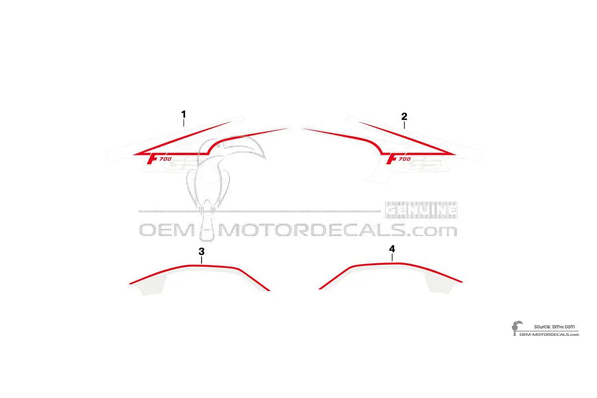 Autocollants pour BMW F700GS 2014 - Noir Rouge • BMW Autocollants OEM