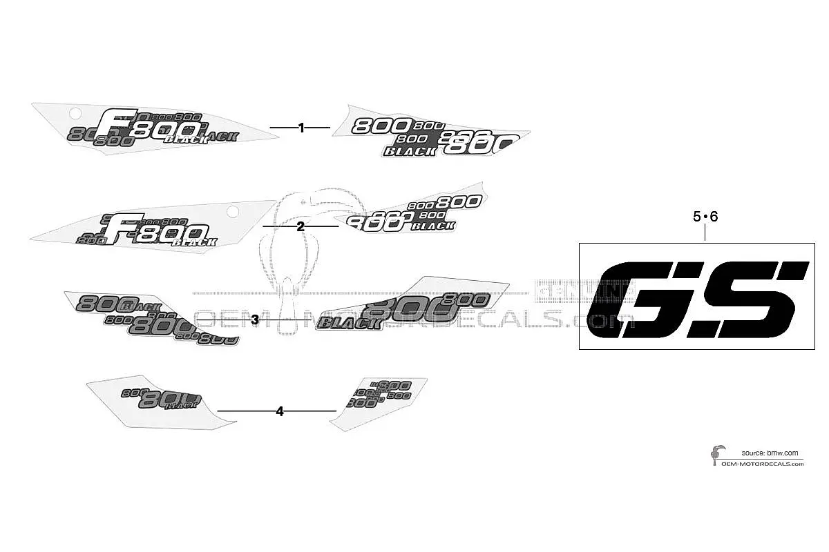 Autocollants pour BMW F800GS 2011 - Noir • BMW Autocollants OEM