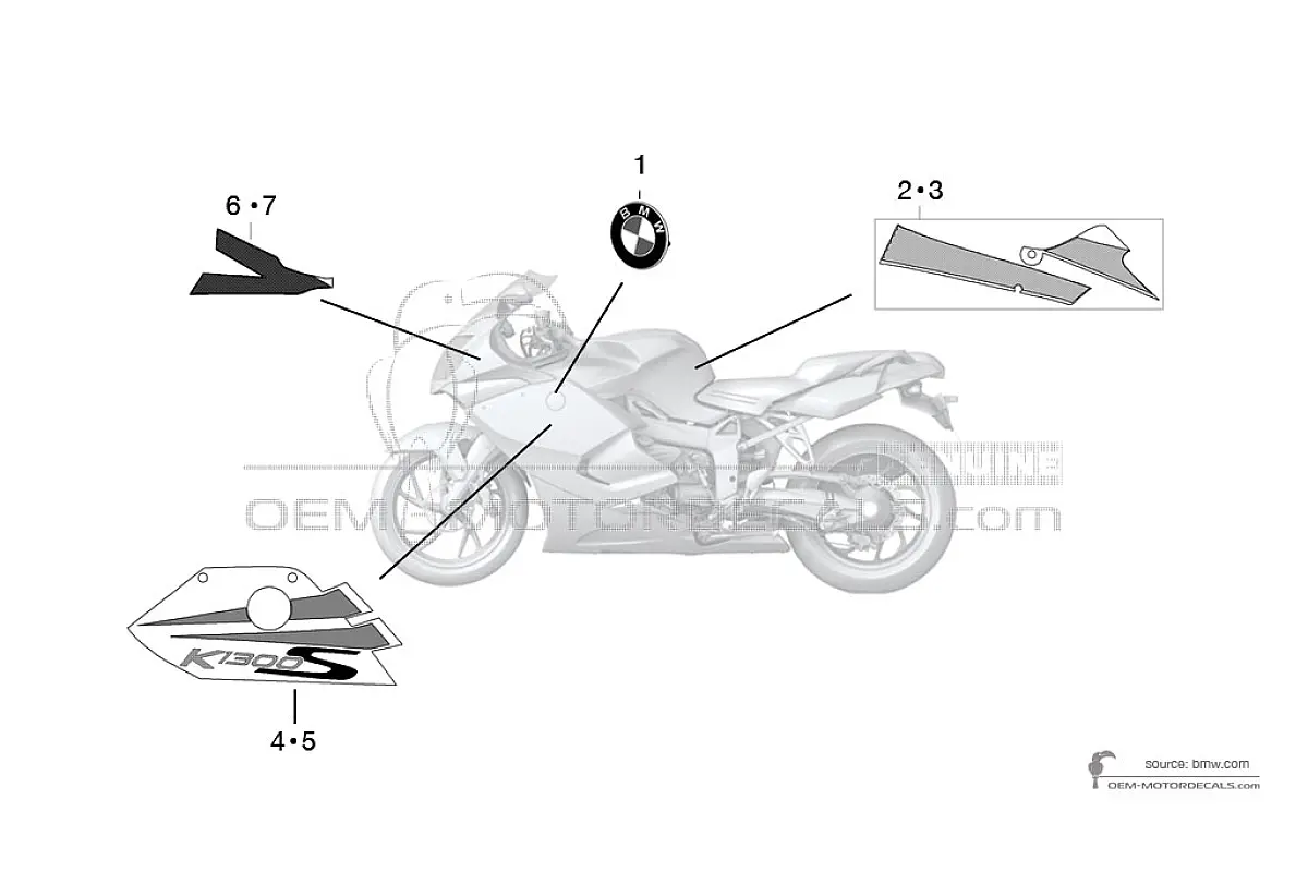 Autocollants pour BMW K1300S 2009 - Noir • BMW Autocollants OEM