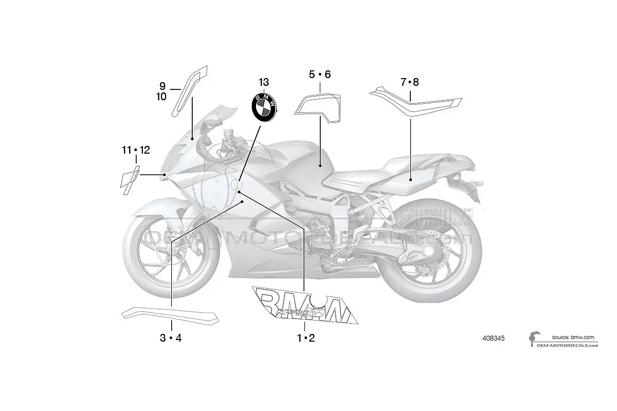Decals for BMW K1300S 2015 - White • BMW OEM Decals