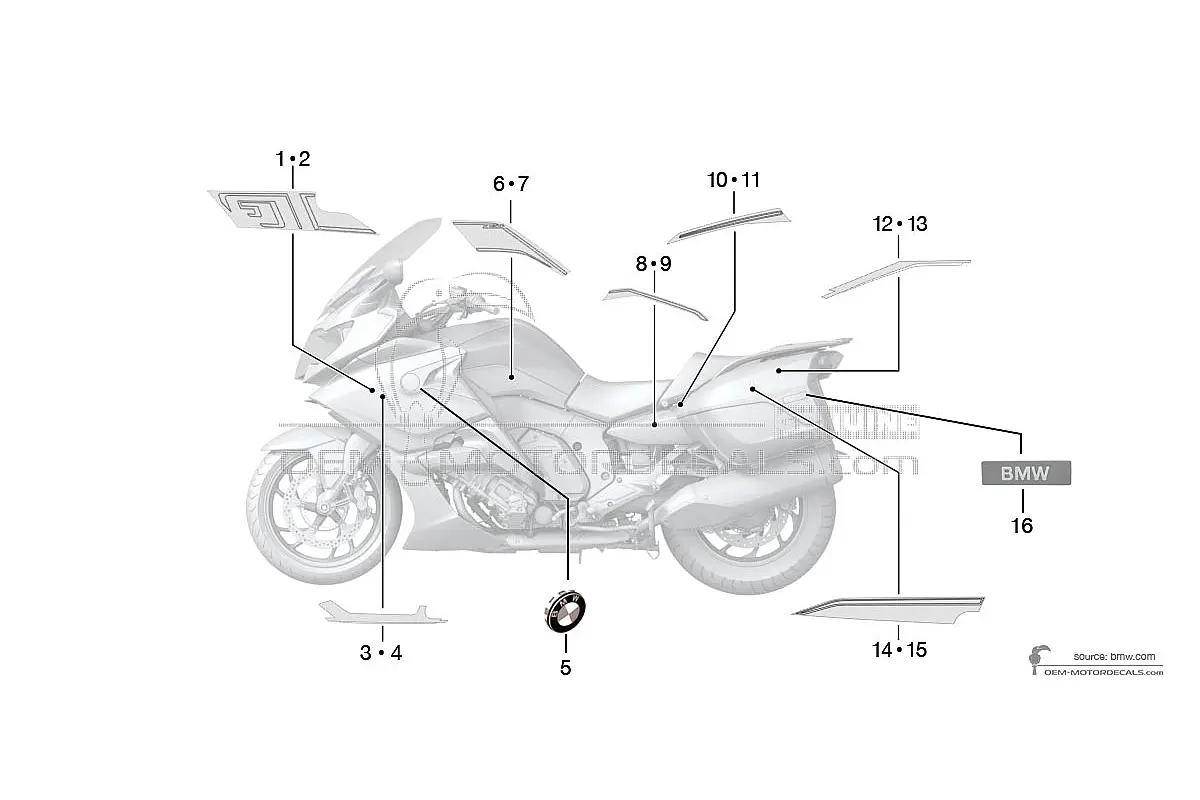 Aufkleber für BMW K1600GT 2019 - Silber • BMW OEM-Aufkleber