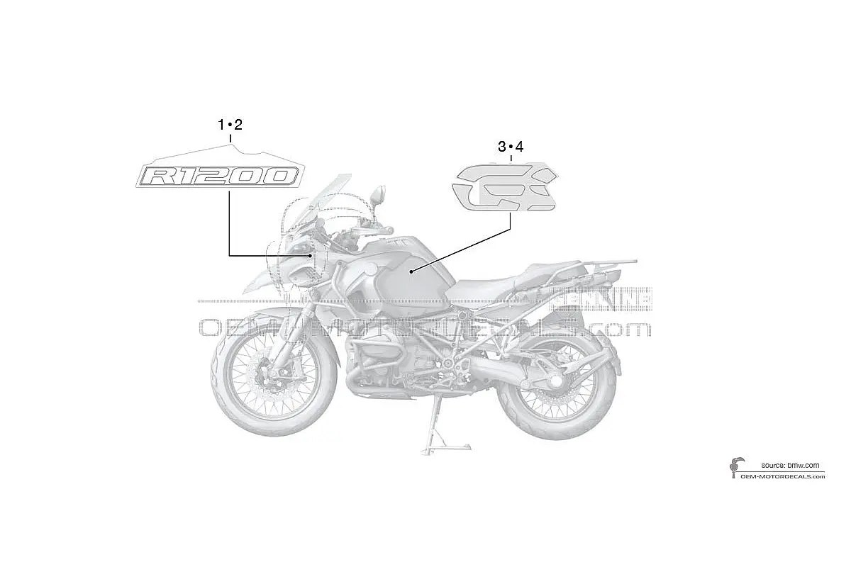 Autocollants pour BMW R1200GS Adventure 2017 - Bleu Blanc • BMW Autocollants OEM