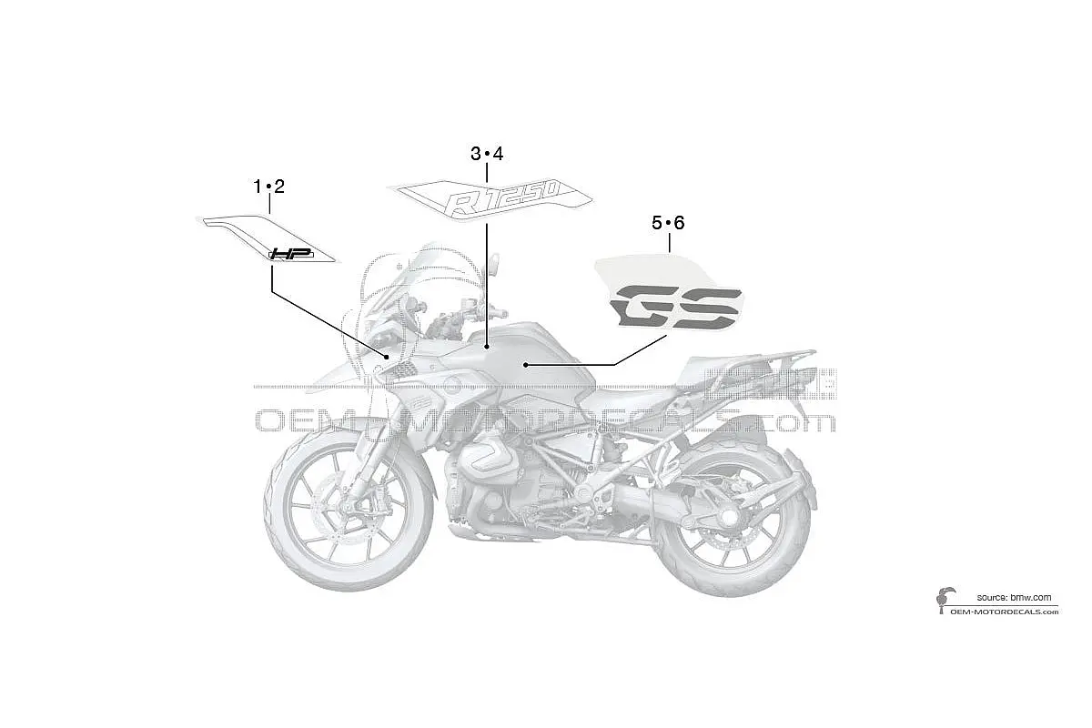 Autocollants pour BMW R1250GS 2019 - Blanc • BMW Autocollants OEM