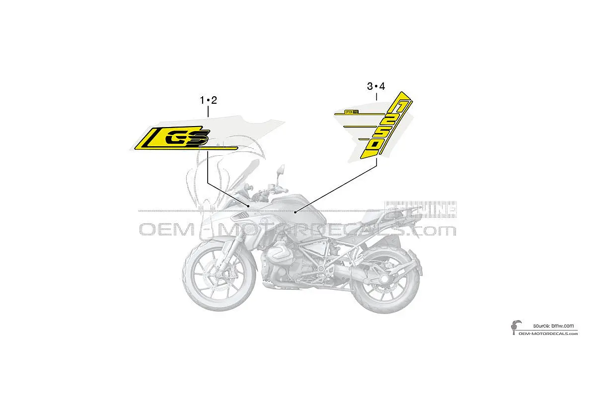 Naklejki do BMW R1250GS 2021 - Żółty • BMW Naklejki OEM