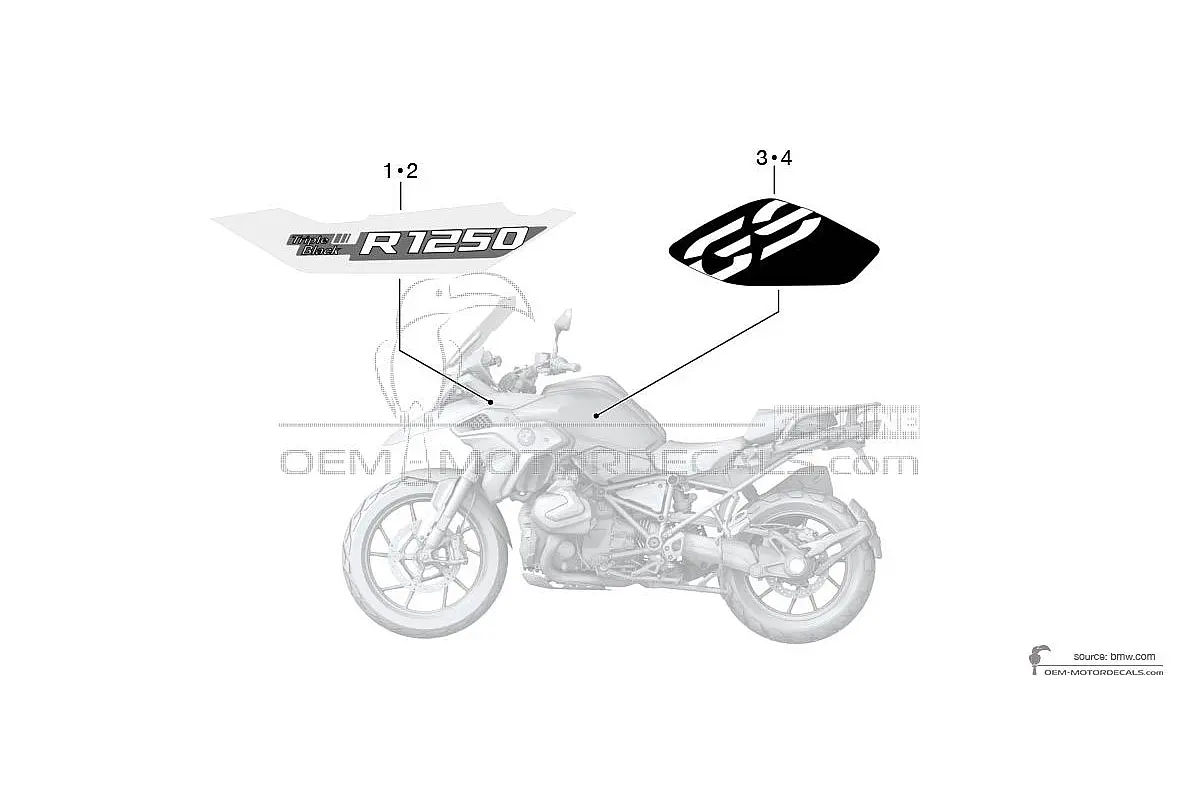Adesivi per BMW R1250GS 2022 - Nero • BMW Adesivi OEM
