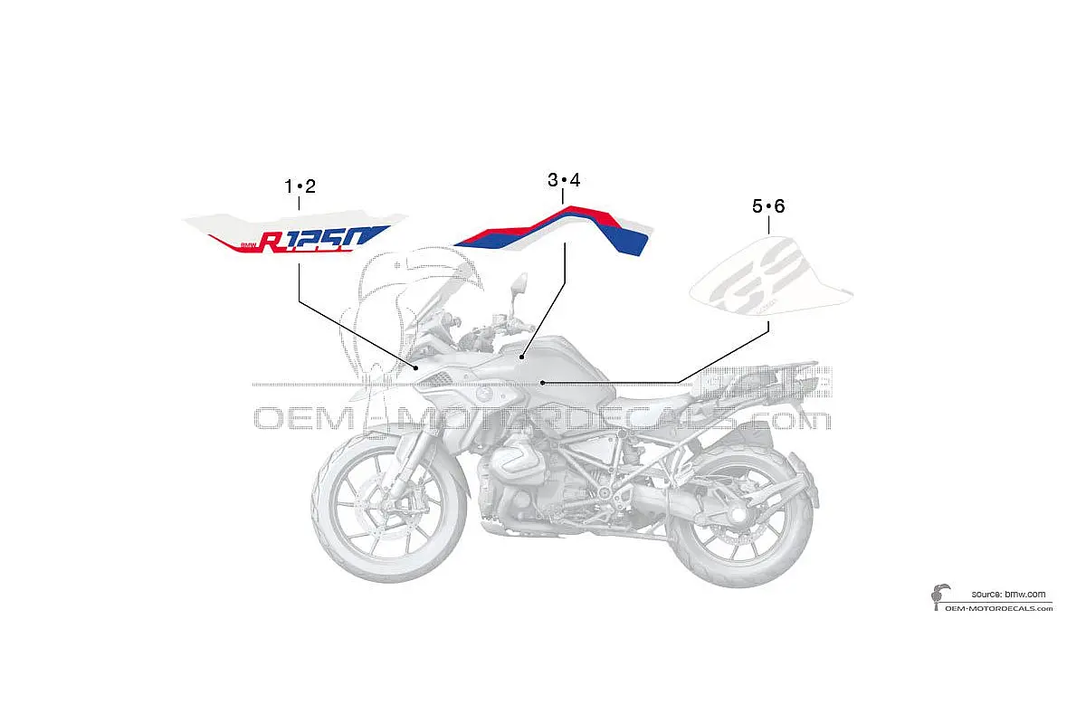 Decals for BMW R1250GS 2022 - Blue White • BMW OEM Decals