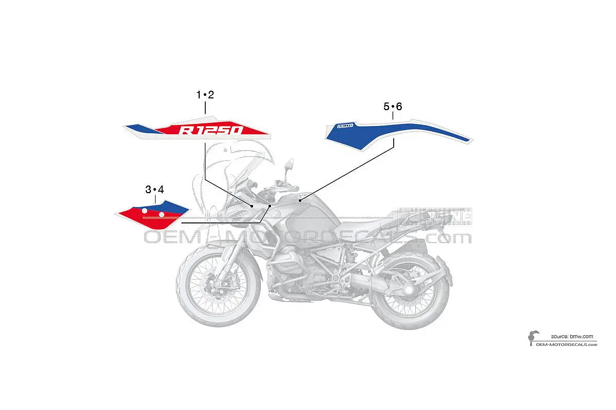 Autocollants pour BMW R1250GS Adventure 2021 - Bleu Blanc • BMW Autocollants OEM
