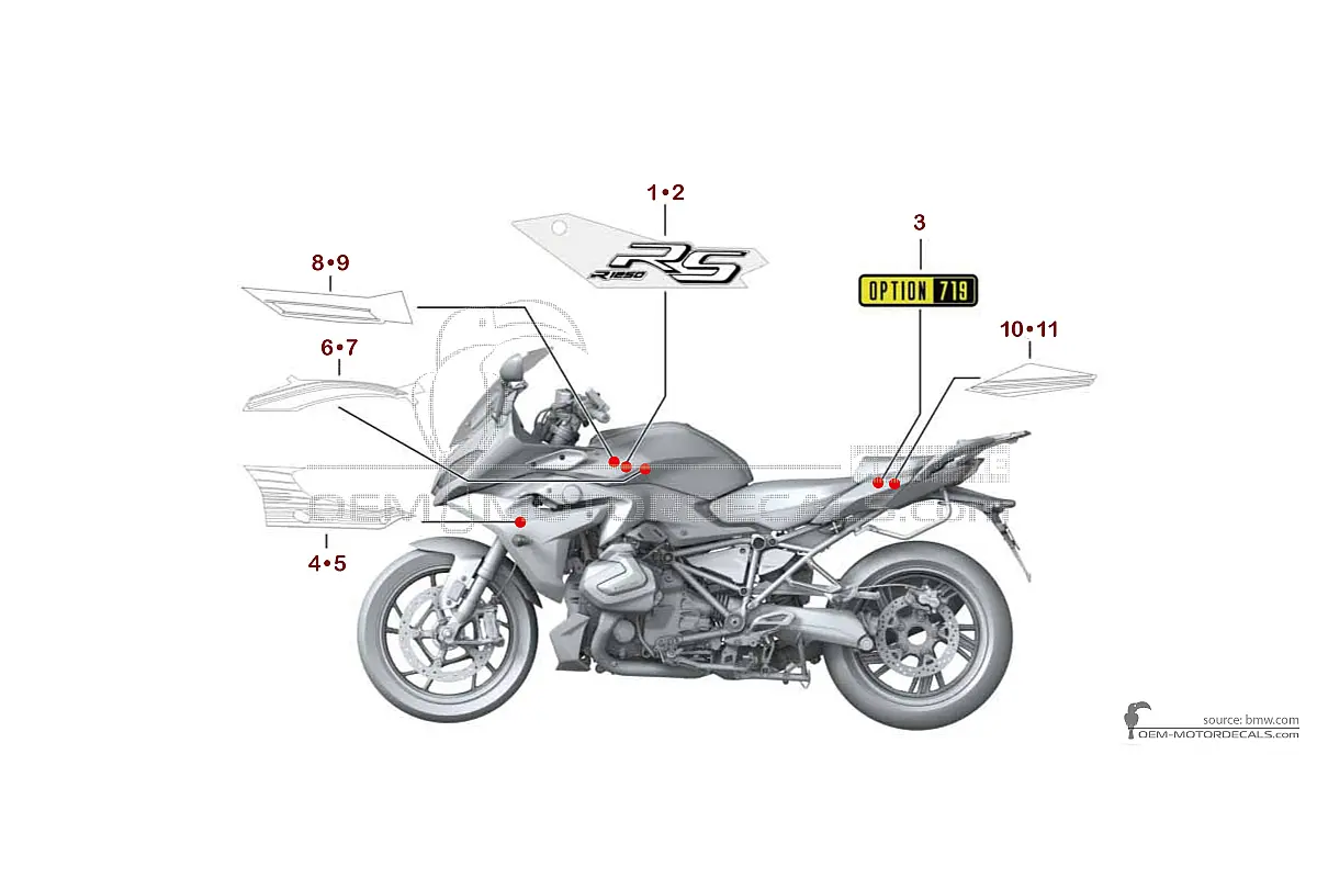 Decals for BMW R1250RS OPTION 719 2022 - Brown • BMW OEM Decals